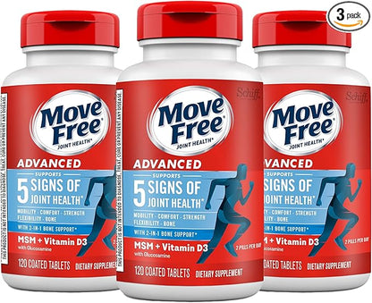Move Free Advanced Glucosamine Chondroitin MSM D3 Joint 3x120ct Bottles (120 servings)*