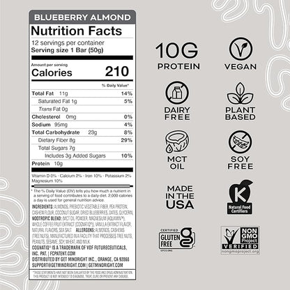 MINDRIGHT Superfood Vegan Protein Bars Almond,12 Pack)