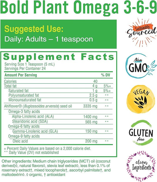 Plant Omega 3-6-9, with Ahiflower Oil, 3, Complete 4 oz