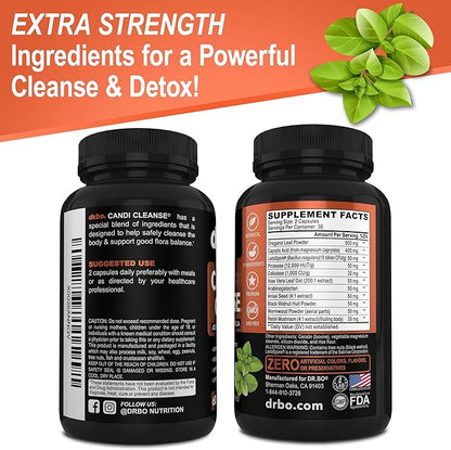 Candi Cleanse Support Supplement Pills - Anti Overgrowth Supplements for Women & Men - Extra Strength Balance Control Probiotic Complex Cleanser - Natural Oral Herbal Oregano & Caprylic Acid Capsules