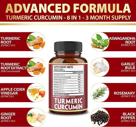 7 in 1 Turmeric Curcumin + 4080mg, 3 3 Month 95% Standardized