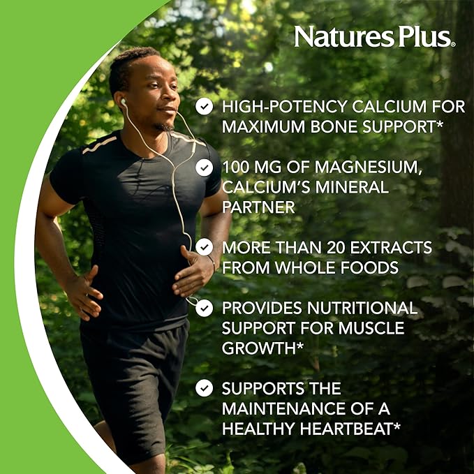 Natures Plus Source of Life Garden Calcium - 120 Vegan Capsules, Pack of 2 - Vegetarian, Gluten Free, Certified Organic - 60 Total Servings