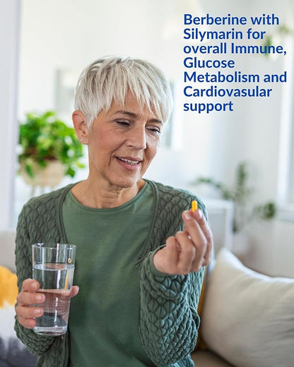 Berberine with Milk Thistle 500mg Formula 90 Vegetarian 1 Bottle,