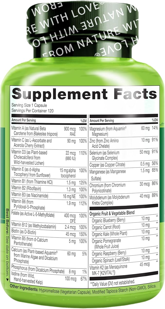 NATURELO One Daily Multivitamin for Women 50+ (Iron 50 - 120 Capsules 4 Month