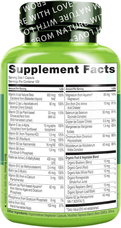 NATURELO One Daily Multivitamin for Women 50+ (Iron 50 - 120 Capsules 4 Month