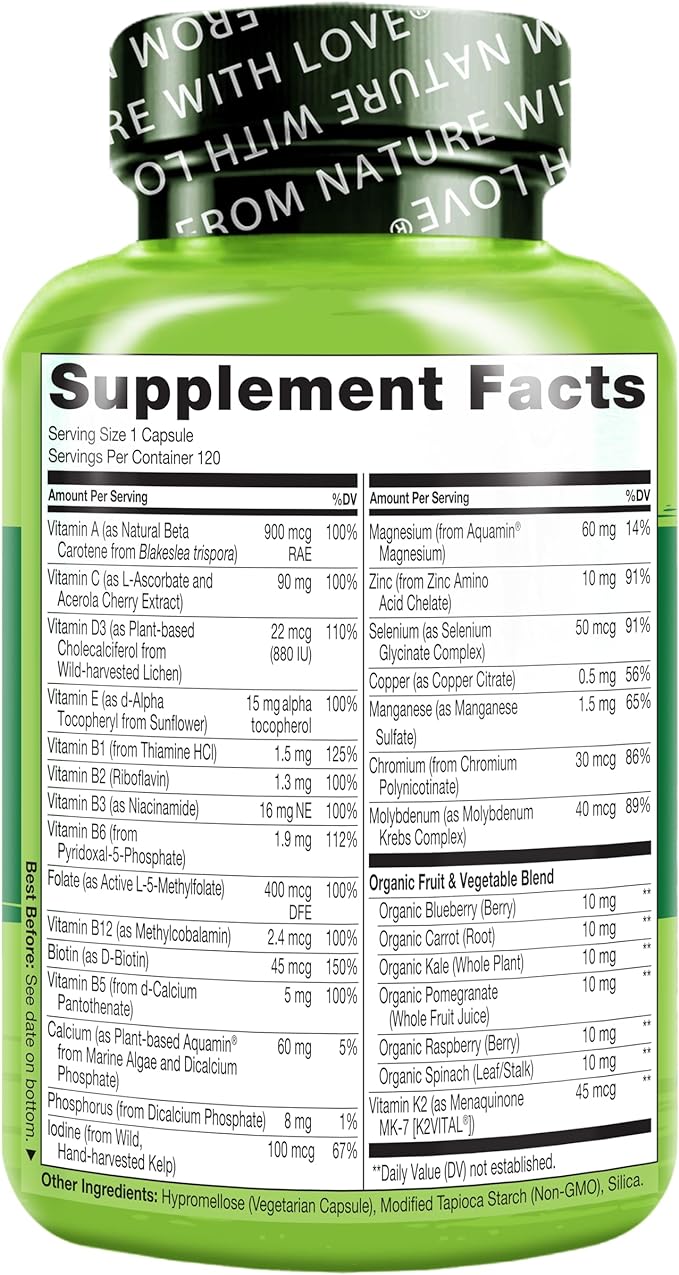 NATURELO One Daily Multivitamin for Women 50+ (Iron 50 - 120 Capsules 4 Month