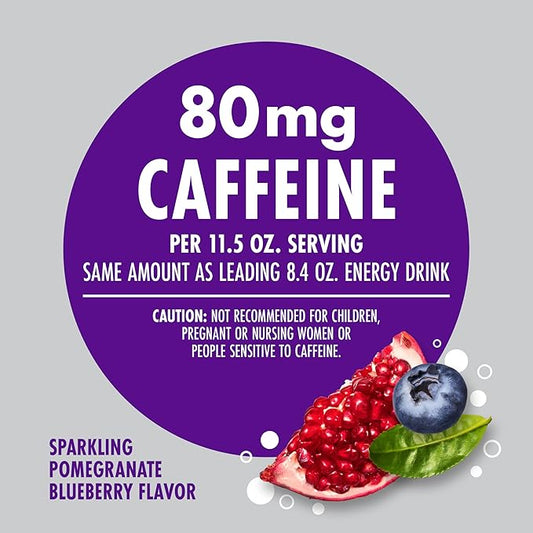 V8 +Energy Sparkling Pomegranate Blueberry Juice Energy Drink, 11.5 fl oz Can (4 Pack)
