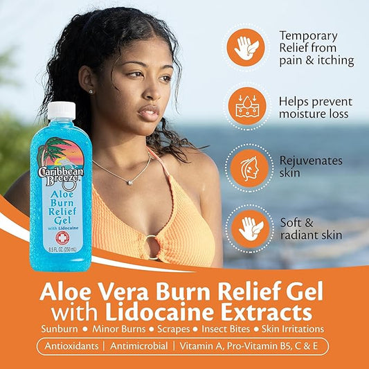 Caribbean Breeze Aloe Burn Relief, Vitamin 100% Aloe 8.5 oz (250 ml)