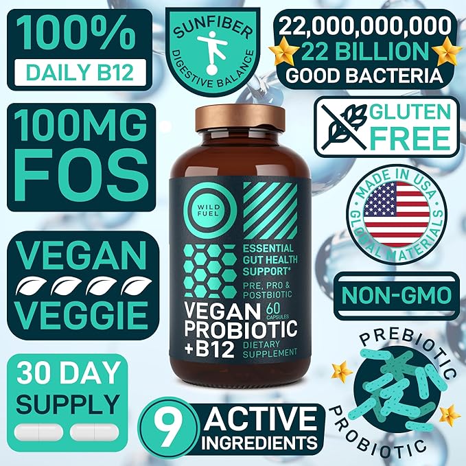 Vegan Probiotic Plus B12-22 Billion CFU B12 with 60 Gluten-Free