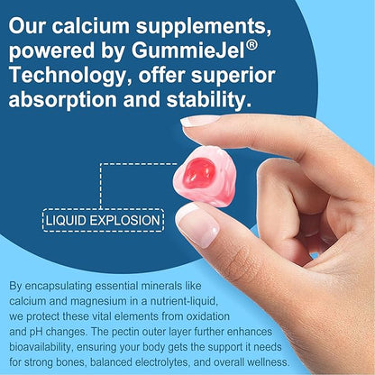 Calcium Citrate 1000mg, Calcium Gummies with Calcium & Magnesium 2:1 Ratio, Plus Vitamin D3, Zinc, B6 & Potassium – High Absorbable Calcium Chewable, Bone & Muscle Support, Vegan, Sugar-Free, 120Cts