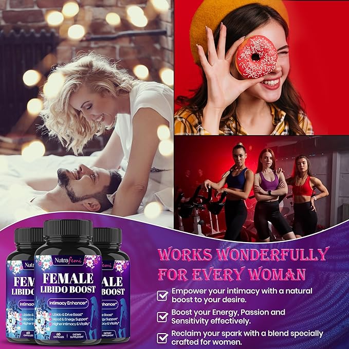 #1 Fast Acting Highly Effective Libido Booster for Women-Female Libido Booster for Hormonal Balance, Mood & Drive - with Maca Root, Ginseng, Tribulus, Gingko & Ashwagandha - 60 Capsules