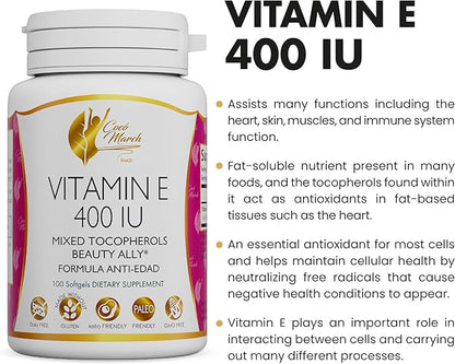 Coco March Natural Vitamin E 400 3 Month 100 Softgels