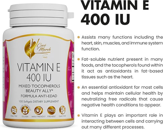 Coco March Natural Vitamin E 400 3 Month 100 Softgels