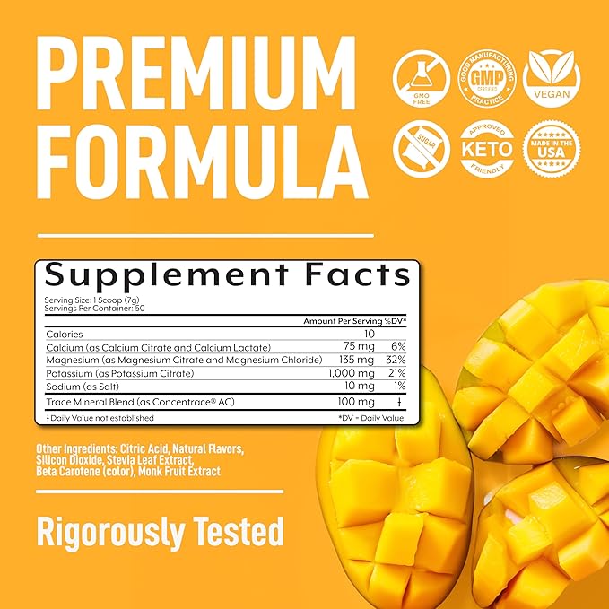 Keppi Keto Hydration Electrolytes - Mango - Electrolyte Powder no Sugar - Sips Like Sunshine - Keto Electrolytes Powder - Electrolytes Powder Sugar Free - Electrolytes Powder