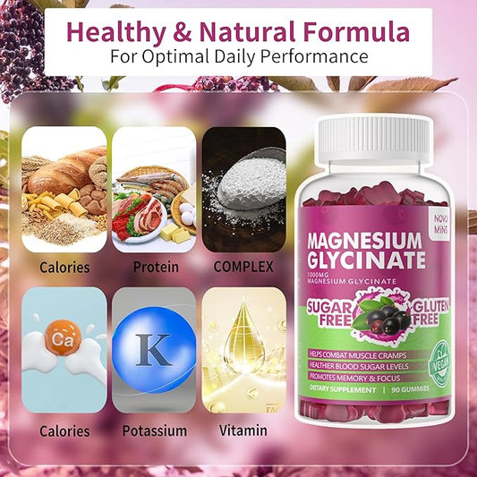 90 CT Magnesium Glycinate Gummies 1000mg B6, CoQ10 CoQ10 for 90 Elderberry