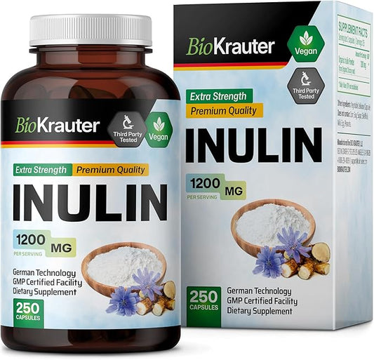 Inulin Powder Capsules 1200mg Chicory 250 Vegan
