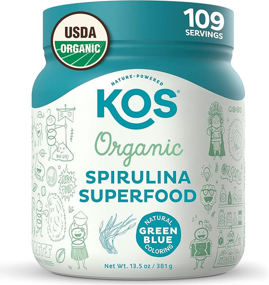 KOS Organic Spirulina Powder 109 Servings (13.5oz)