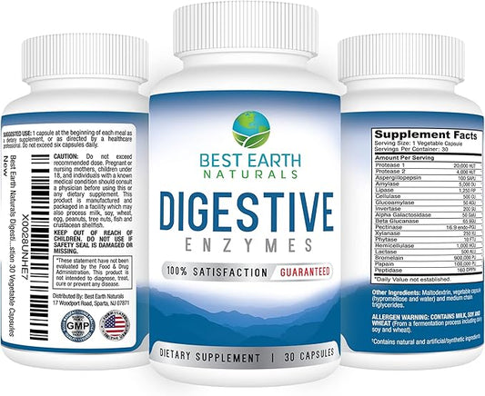 Best Earth Naturals Digestive Enzymes Maximum Strength Formula to Help Promote Healthy Digestion 30 Vegetable Capsules