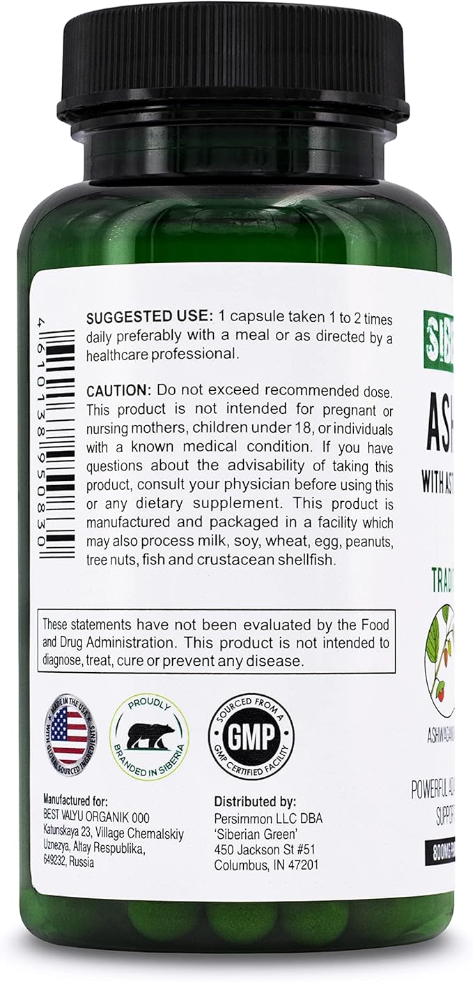Organic Ashwagandha Root with Astragalus & 60 Capsules