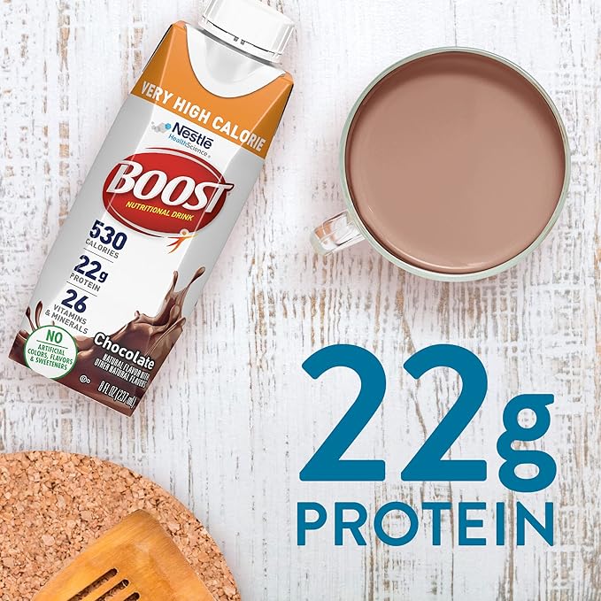 Boost Very High Calorie Chocolate Nutritional 22g Protein, 530 Nutrient 8 Fl 24)