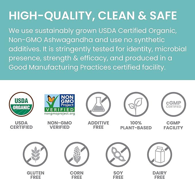 Himalaya 100% USDA Certified Organic Ashwagandha 4 Oz, 45 Day
