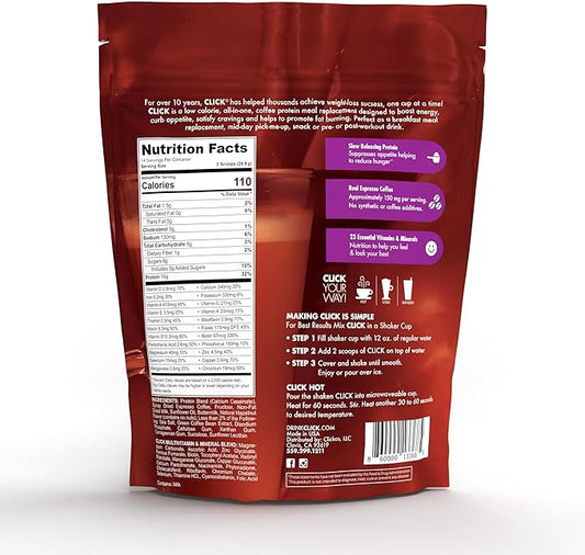 CLICK Coffee Protein Powder 16g Protein 23 Essential 150mg Caffeine