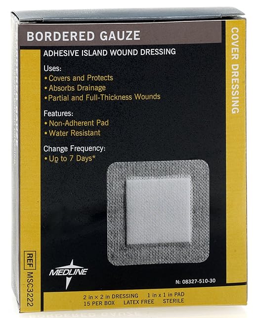Medline Bordered Gauze, 2" x 2" 15 Count