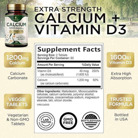 Calcium 1200 mg with Vitamin D3, 120 Tablets