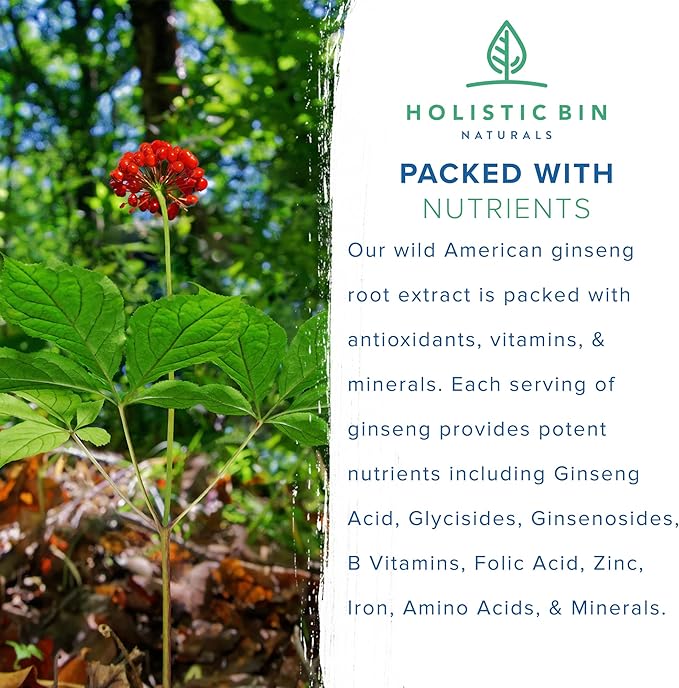Wild American Ginseng Capsules Pure Organic 20+ Year (40 Capsules)