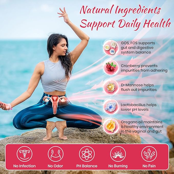 VEV Women’s Vaginal Probiotics + Prebiotics, 60 Billion CFUs, 19 Strains with D-Mannose, Cranberry, Supports Digestive, Vaginal and Feminine Wellness, Easy to Swallow, 120 Capsules (60-Day Supply)