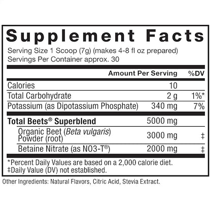 FORCE FACTOR Total Beets Superfood Beet Root Powder 2-Pack, Nitrates to Support Circulation, Blood Flow, Nitric Oxide, Energy, Endurance, Stamina, Cardiovascular Heart Health Supplement, 60 Servings