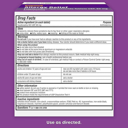 HealthCareAisle Allergy Relief 60 mg 100 Tablets 12-Hour Allergy