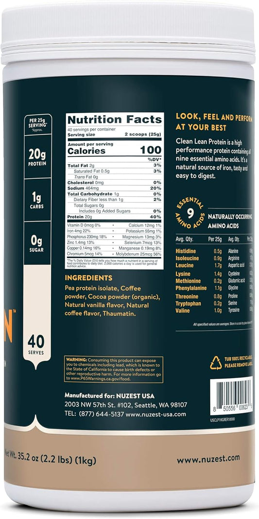 Nuzest - Pea Protein Powder - 40 Servings, 2.2 lb