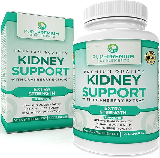 PurePremium Supplements Kidney Support Supplement for Men & Women - with Cranberry Extract to Support Urinary Tract, Normal Bladder Function & Supports Kidney's Health - 4 Months Supply - 120 Capsules