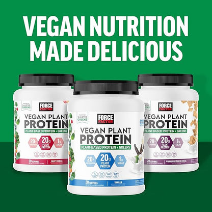 FORCE FACTOR Vegan Plant Protein, Plant-Based 20g Plant 20 Servings