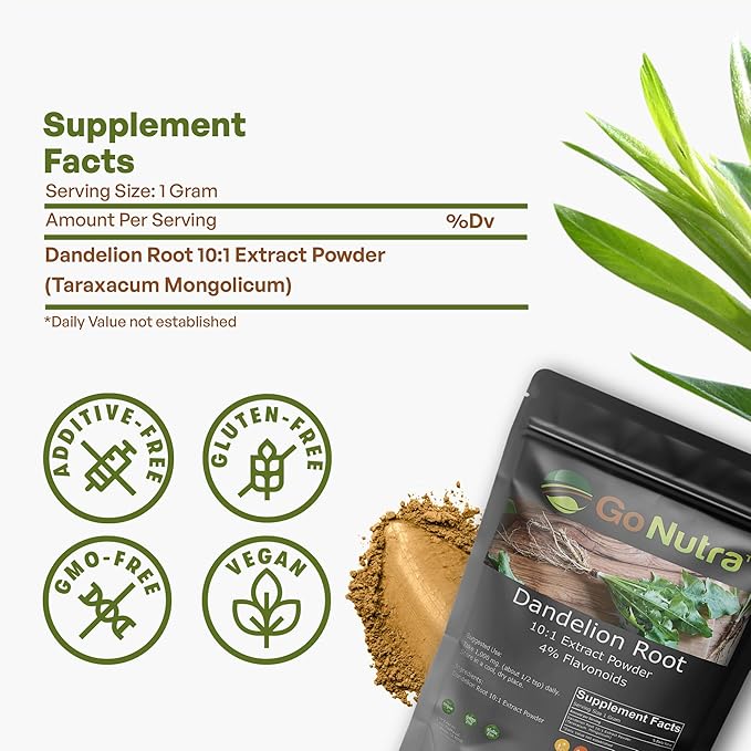 Go Nutra - Dandelion Root Powder, 10:1 Dandelion 4% Flavonoids, 1lb