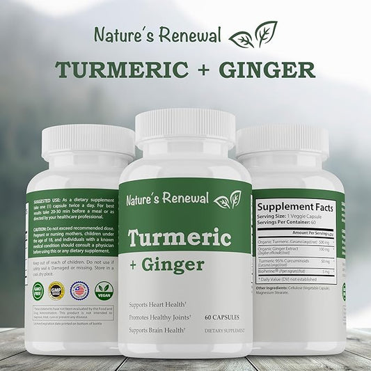 Nature's Renewal Turmeric + Ginger 95% Standardized 60 Capsules