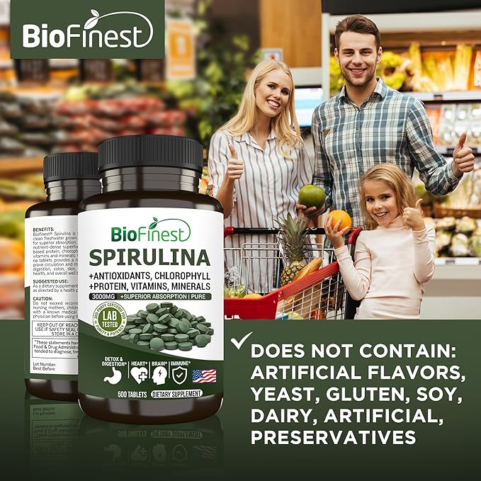Spirulina 3000mg Supplement (500 Tablets)