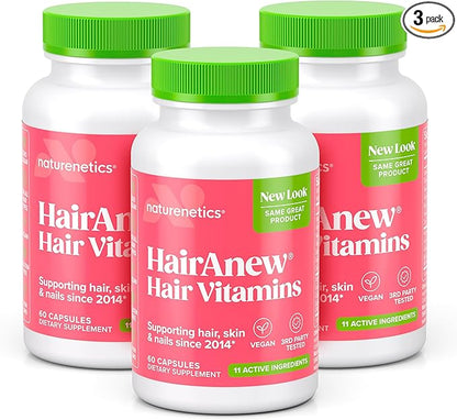 HairAnew Hair Growth Vitamins for Thicker 11 Hair 5000mcg Biotin 60 Capsules (3)