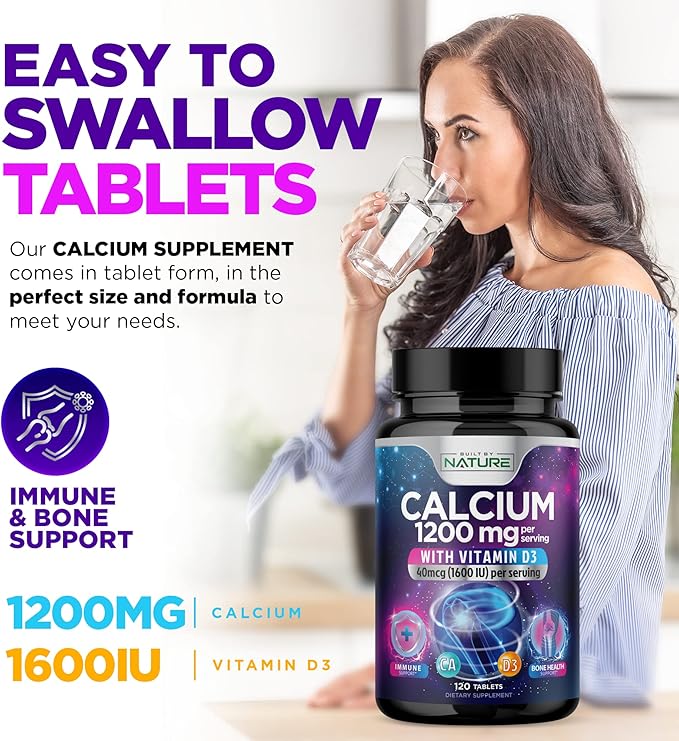 Calcium 1200mg with Vitamin D3 1200 mg 1600 IU D3, Slow 120 Tablets