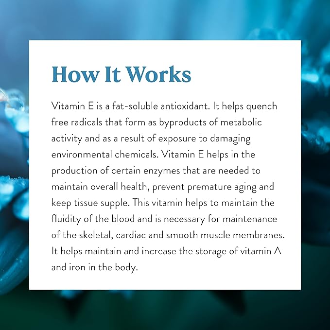 Nature's Sunshine Vitamin E 100 IU, 180 Softgels
