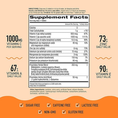 Airborne 1000mg Vitamin C with Zinc, 30 Fizzy