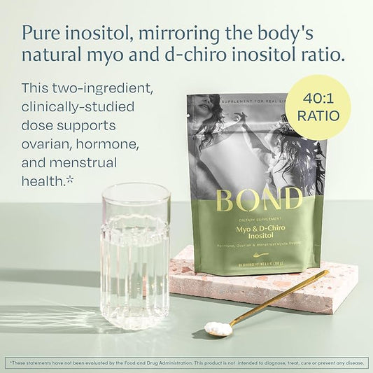 BOND Inositol Powder: Pure Myo-inositol & B8 Myo 90 Servings, 40:1 Ratio