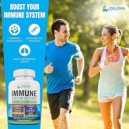 10 in 1 Immune System Support Supplement (1000 mg), D3 (5000iu), (5000iu), Zinc (40 mg),