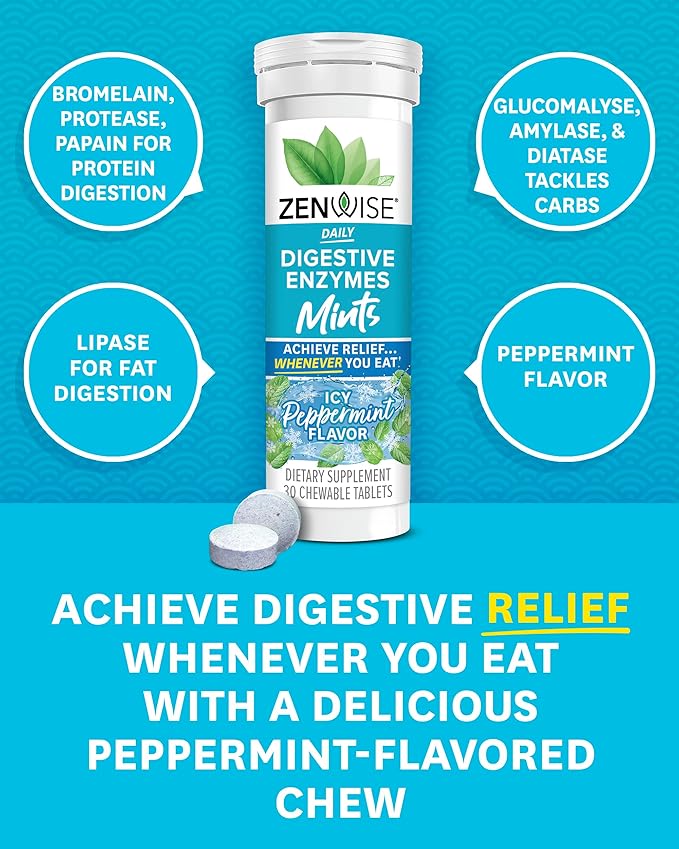 Zenwise Health Chewable Digestive Enzymes with Bromelain 30ct