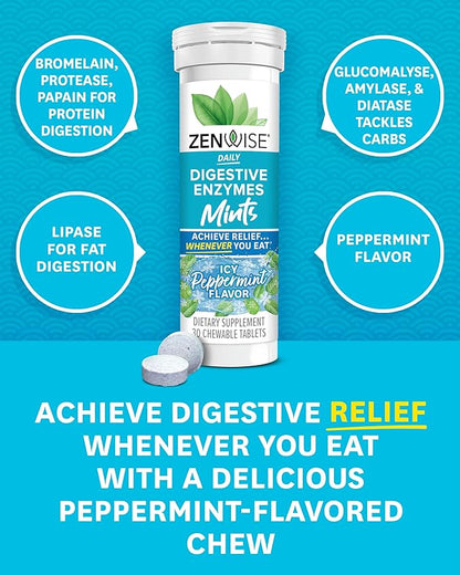 Zenwise Health Chewable Digestive Enzymes with Bromelain 30ct