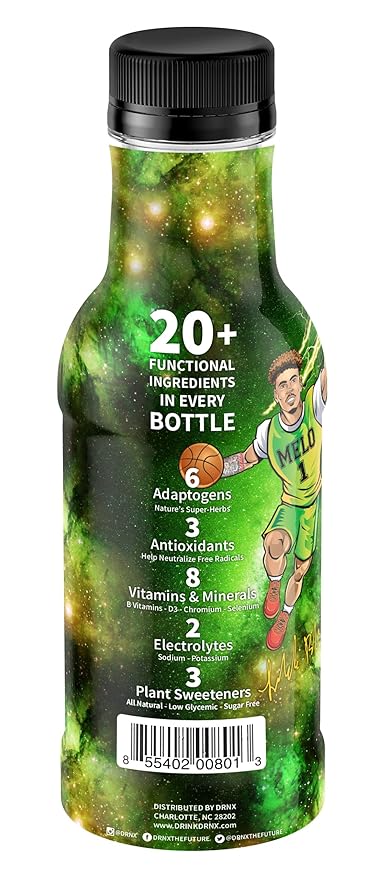 DRNX 12 Pack Adaptogenic Waters Complete Hydration Enhanced Beverage - Zero Sugar - 5 Calories - Super Herbs, B & D Vitamins, Antioxidants, Keto Friendly, All Natural (Ginger Lime)