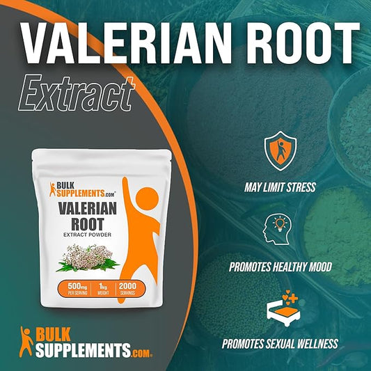 BulkSupplements.com Valerian Root Extract Powder 500mg per 1kg (2.2 (2.2 lbs), 1