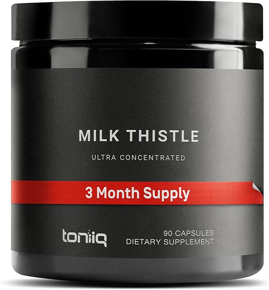 Toniiq 25,000mg 50x Concentrated Milk Thistle Extract 500mg Per 80% Silymarin 90 Vegetarian