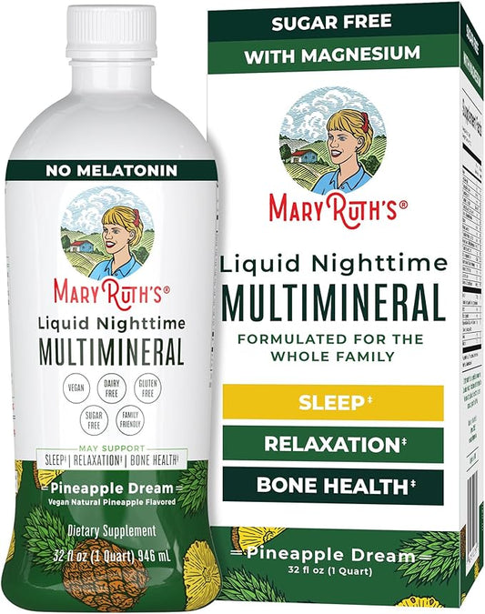 MaryRuth Organics Nighttime Liquid Multimineral Sleep 4 Flavors, 32 Servings 32 Fl